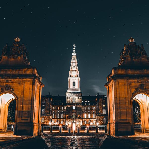 Christiansborg Palace by night 