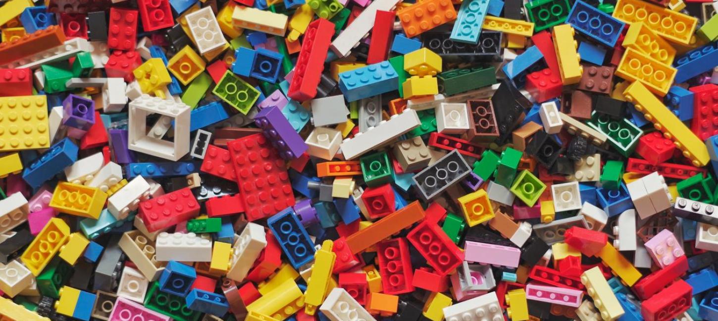A multicoloured mix of LEGO blocks