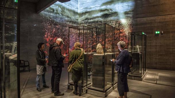Visitors look at exhibitions at Denmark's Castle Centre