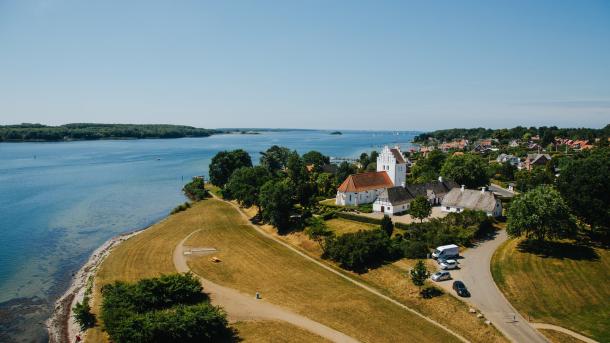 Luftaufnahme der Stadt Svenborg im Süden von Fünen, Dänemark