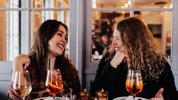 Two women eating dinner at Undici, a restaurant in the neighbourhood Christianshavn in Copenhagen, Denmark