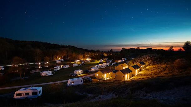 Camp Møns Klint during night, Denmark