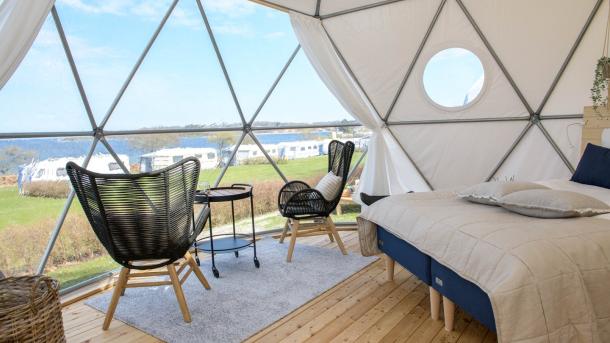 Glamping Fjordbobler on Mariager Camping in Himmerland