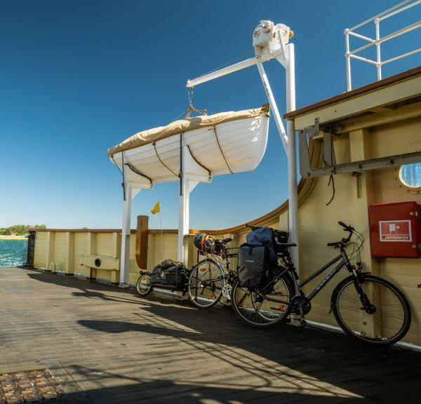 Bikes on the small ferry Ida in Denmark