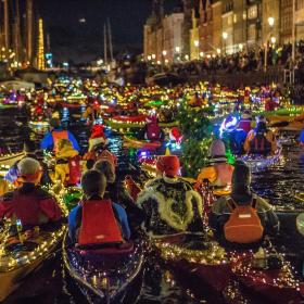 The annual Santa Lucia kayak parade in Copenhagen