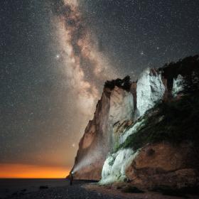 Night sky over Møns Klint