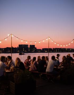 Summer evening at Reffen street food market in Copenhagen