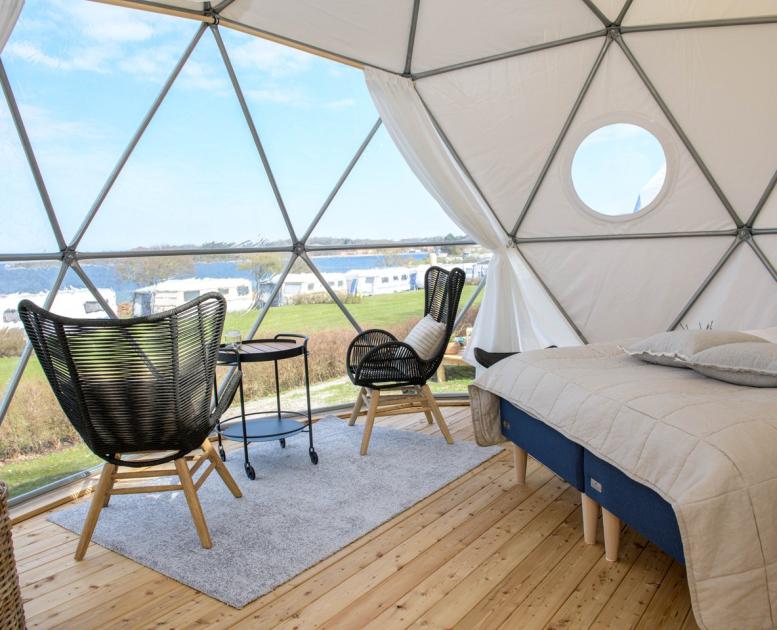 Glamping Fjordbobler on Mariager Camping in Himmerland